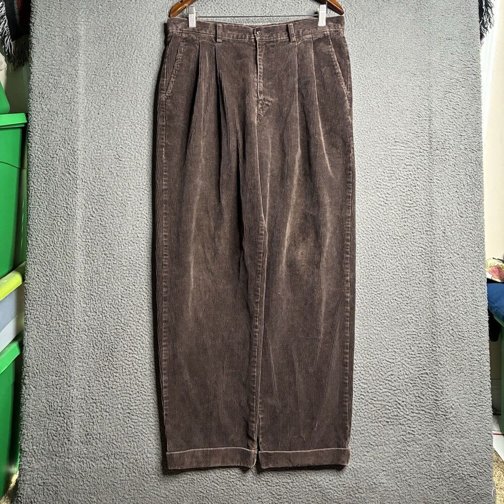Vtg Gap Corduroy Pants Mens 34x30 Brown Relaxed Fit Baggy Wide Wale